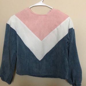 Semi cropped corduroy pattern sweater